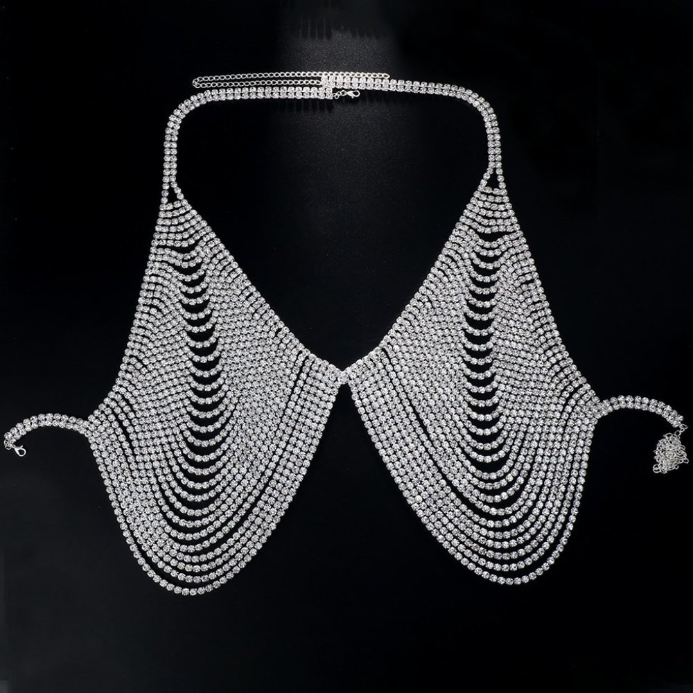 Crystal Chest Bra lingerie Women Rhinestone Underwear Bikini Body Jewelry - Picture 5 of 5